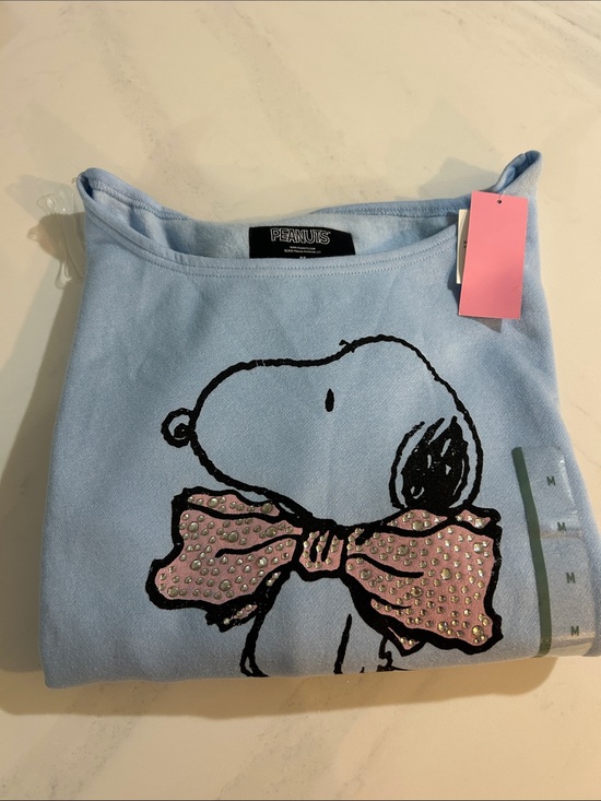 Peanuts Tops - Peanuts Kids Light Blue Snoopy Tee with Pink Bow Accent